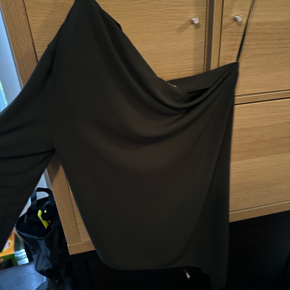 Elegant forest green off the shoulder top from Zara